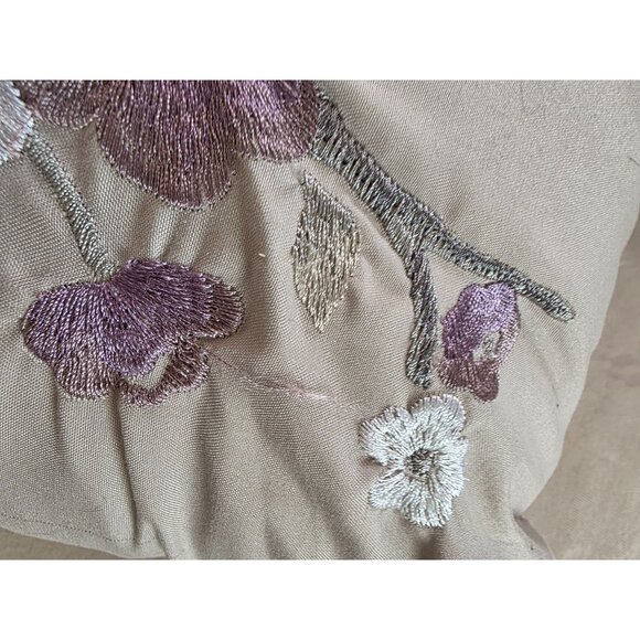 Floral Embroidered Throw Pillow Beige & Purple 15"x12" - Picture 4 of 6